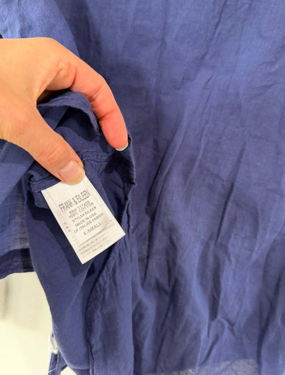 Frank & Eileen Blue Button Up Front Shirt XS Small Cotton Womens Long Sleeve T - Picture 5 of 5